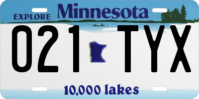 MN license plate 021TYX