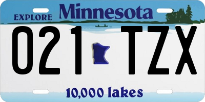 MN license plate 021TZX