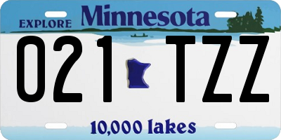 MN license plate 021TZZ