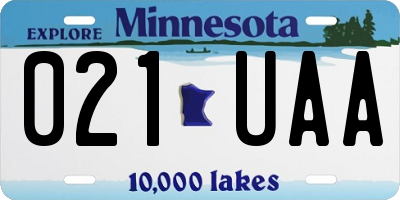 MN license plate 021UAA