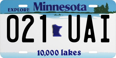 MN license plate 021UAI
