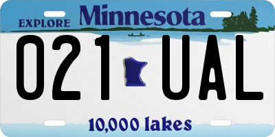 MN license plate 021UAL