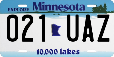 MN license plate 021UAZ