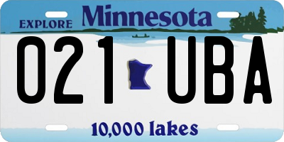 MN license plate 021UBA
