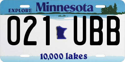 MN license plate 021UBB