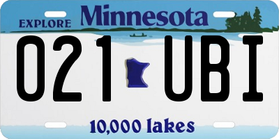 MN license plate 021UBI
