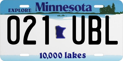 MN license plate 021UBL