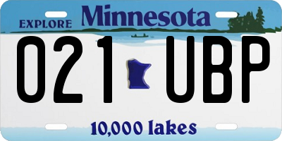 MN license plate 021UBP