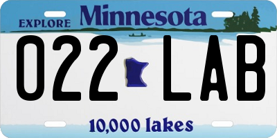 MN license plate 022LAB