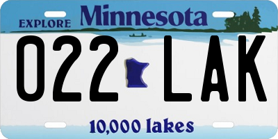 MN license plate 022LAK