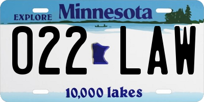 MN license plate 022LAW
