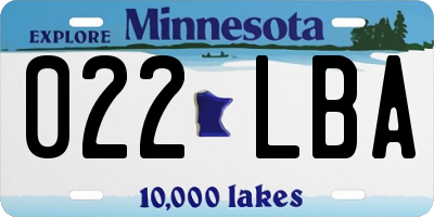 MN license plate 022LBA
