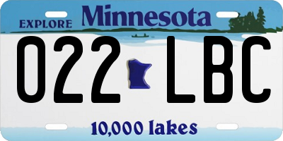 MN license plate 022LBC