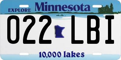 MN license plate 022LBI
