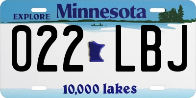 MN license plate 022LBJ