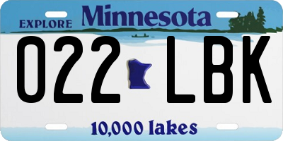 MN license plate 022LBK