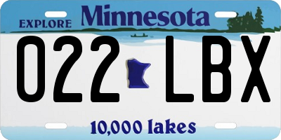 MN license plate 022LBX
