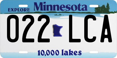 MN license plate 022LCA