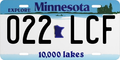 MN license plate 022LCF