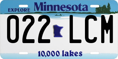 MN license plate 022LCM