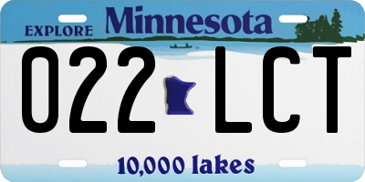 MN license plate 022LCT