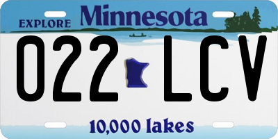 MN license plate 022LCV