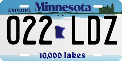 MN license plate 022LDZ