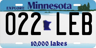 MN license plate 022LEB