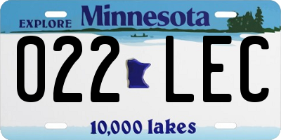 MN license plate 022LEC
