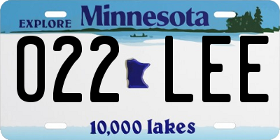 MN license plate 022LEE
