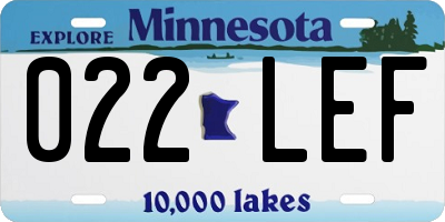 MN license plate 022LEF