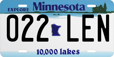 MN license plate 022LEN