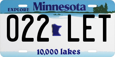 MN license plate 022LET