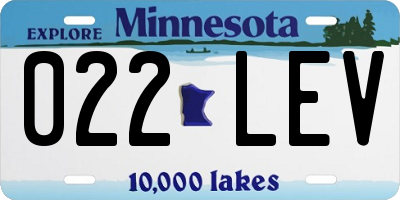 MN license plate 022LEV