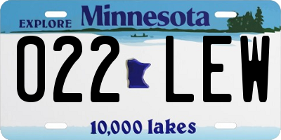 MN license plate 022LEW