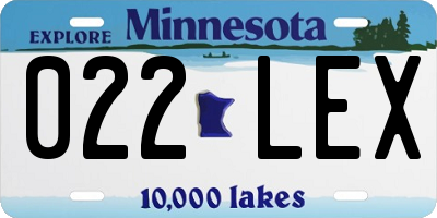 MN license plate 022LEX