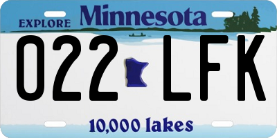 MN license plate 022LFK