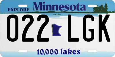 MN license plate 022LGK