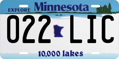MN license plate 022LIC
