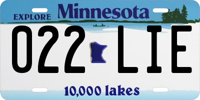 MN license plate 022LIE