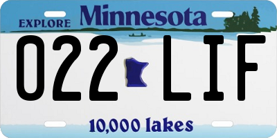 MN license plate 022LIF