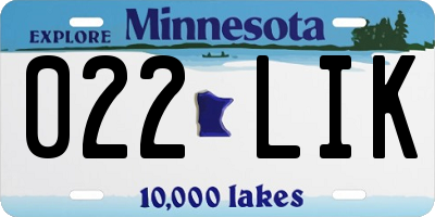 MN license plate 022LIK