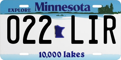 MN license plate 022LIR