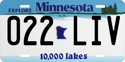 MN license plate 022LIV