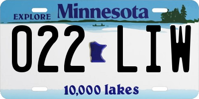 MN license plate 022LIW