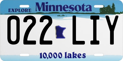 MN license plate 022LIY
