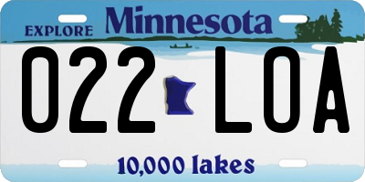 MN license plate 022LOA