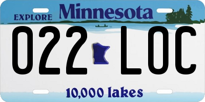 MN license plate 022LOC