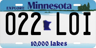 MN license plate 022LOI