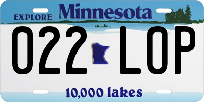 MN license plate 022LOP